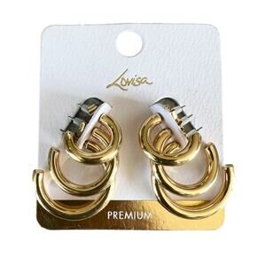 Lovisa gold plated hoop earrings set of 3 trendy NWT